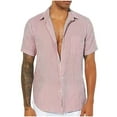 thumbnail image 1 of USNSM Men's Temperament Simple Lightweight Short Sleeve Classic Striped Loose Top Outdoor Fashion Everyday Business Shirt Red M, 1 of 6