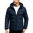 thumbnail image 1 of USNSM Men's Thick Warm Long Sleeve Padded Coat Full Zip Hooded Jacket With Pockets Loose Fit Cotton Jackets for Cycling Travel Fall Winter Gray XL, 1 of 6
