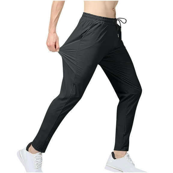 USNSM Men's Thin Jogger Sweatpants Lightweight Workout Gym Running Track Sweat Pants with Pockets for Athletic Casual Dark Gray XXXXL