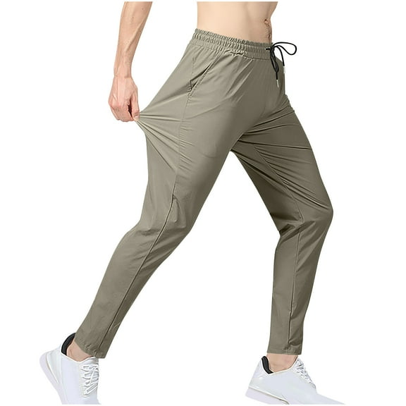 USNSM Men's Thin Jogger Sweatpants Lightweight Workout Gym Running Track Sweat Pants with Pockets for Athletic Casual Khaki M