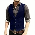thumbnail image 1 of USNSM Men's Tweed Single Breasted Suit Vest Vintage Herringbone Solid Color Sleeveless Party Prom Waistcoat Groomsmen Blue XL, 1 of 7