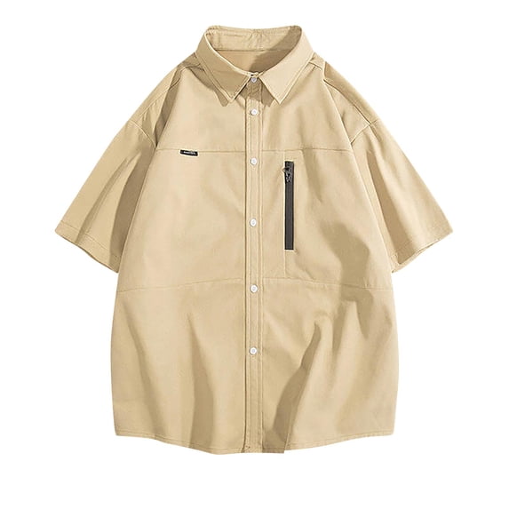 USNSM Men's UPF 50+ Sun Protection Shirt Short Sleeve Outdoor Hiking Shirt Quick Dry for Travel Button Down Shirts Yellow XL