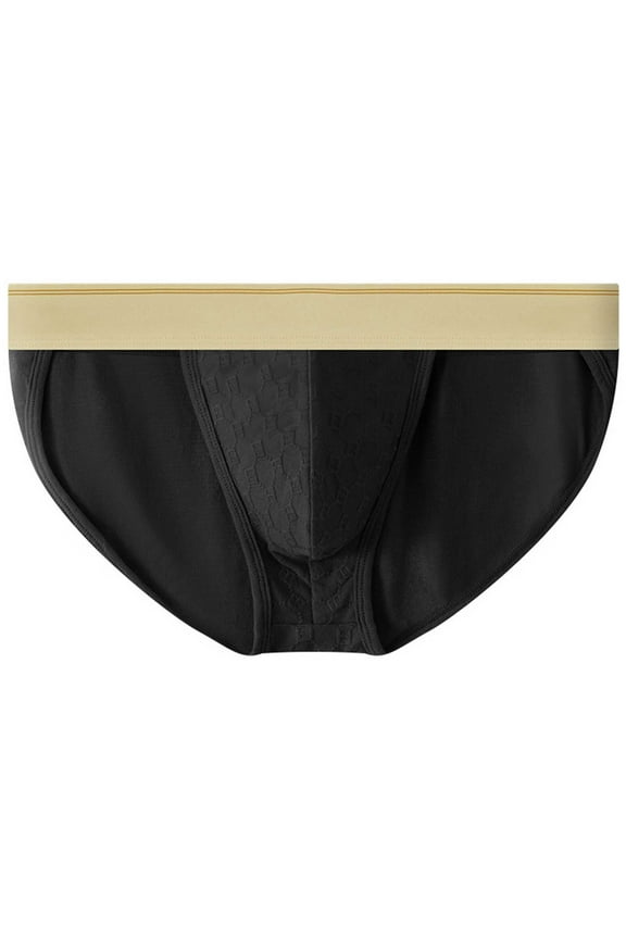 Men‘s Underwear Cotton Soft Breathable Comfortable Bulge Low Rise String Bikini Briefs Black M