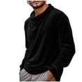 thumbnail image 1 of USNSM Men's Velvet T Shirts Elegant Vintage Long Sleeve High-Neck Elastic Casual Cowl Neck Pullover Tops Black XXL, 1 of 9