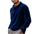thumbnail image 1 of USNSM Men's Velvet T Shirts Elegant Vintage Long Sleeve High-Neck Elastic Casual Cowl Neck Pullover Tops Blue XXXL, 1 of 9
