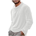 thumbnail image 1 of USNSM Men's Velvet T Shirts Elegant Vintage Long Sleeve High-Neck Elastic Casual Cowl Neck Pullover Tops White XL, 1 of 9