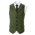 thumbnail image 1 of USNSM Men's Vintage Casual Check Single Breasted Suit Top Vest Herringbone Party Prom Waistcoat Groomsmen Green XL, 1 of 5