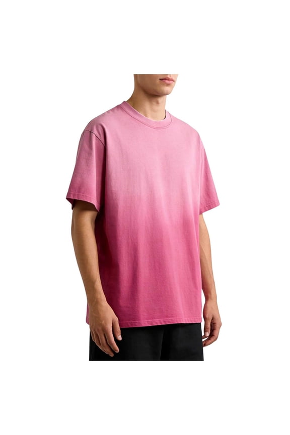 Men's Vintage Gradient T Shirts Lightweight Cooling Soft T-Shirt Short Sleeve Slick Casual Basic Crewneck Tee Shirt Pink M