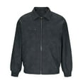 thumbnail image 1 of USNSM Men's Vintage Lightweight Suede Jacket Casual Fashion Pockets Zipper Lapel Jacket Windproof Warm Long Sleeve Hoodless Leather Jacket Black XXL, 1 of 9