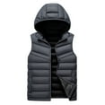 thumbnail image 1 of USNSM Men's Winter Detachable Hood Puffer Vest Lightweight Casual Sleeveless Quilted Jacket Zip Up Padded Coats Outerwear Gray XXL, 1 of 6