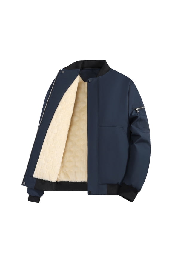 Men's Winter Jacket Sherpa Fleece Lined Cargo Coat Full Zip Warm Thick Trucker Jackets Outwear with Multi Pockets Blue M