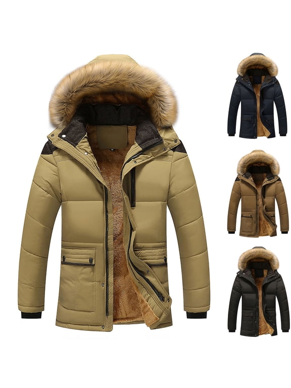 Men's Winter Jacket with Hood Water Repellent Windproof Thicken Parka Warm Winter Coat Sherpa Lined Jackets Down Coats Black XXXXXL
