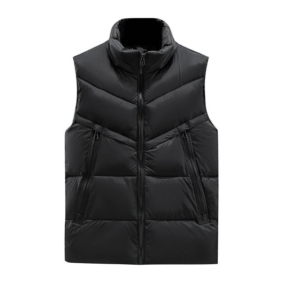 USNSM Men's Winter Warm Outdoor Padded Puffer Vest Thick Fleece Lined Lightweight Comfortable Solid Color Sleeveless Jacket Black S