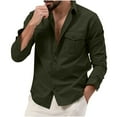thumbnail image 1 of USNSM Men's Work Shirt Casual Outdoor Slim Fit Shirt Turndown Collar Button Cardigan Long Sleeve Tops with Chest Pockets Army Green M, 1 of 7