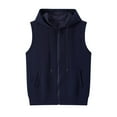 thumbnail image 1 of USNSM Men's Workout Hooded Tank Tops Sleeveless Zipper Drawstring Pocket Gym Hoodies Bodybuilding Cut Off T-Shirts Blue XXXXL, 1 of 6