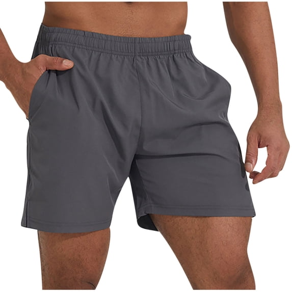 USNSM Mens 5 Inch Shorts for Running Athletic Workout Quick Dry Lightweight Gym Training Shorts with Zipper Pockets Gray S