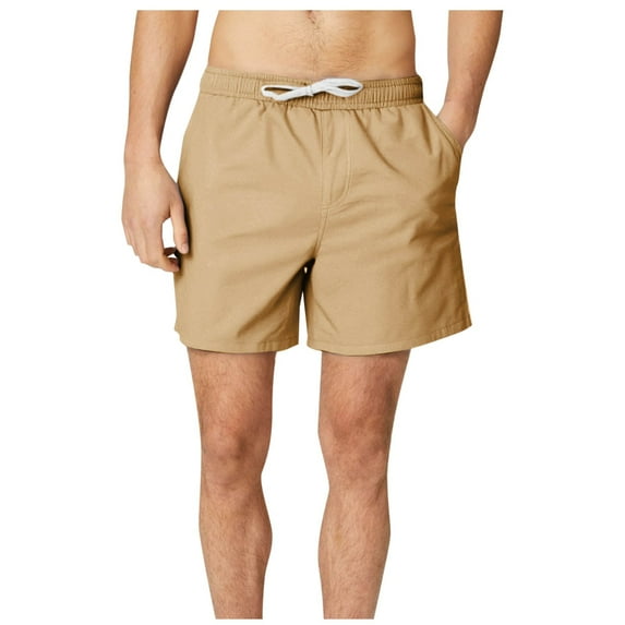 USNSM Mens Athletic Workout Shorts 5.5" Cotton Breathable Solid Color Casual Shorts Elastic Waist Joggers Sports Sweat Shorts Yellow L