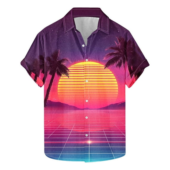 USNSM Mens Big and Tall Hawaiian Shirts Regular Fit Short Sleeve Button Down Shirt Summer Outdoor Casual Holiday Beach Printed Shirts Multicolor L