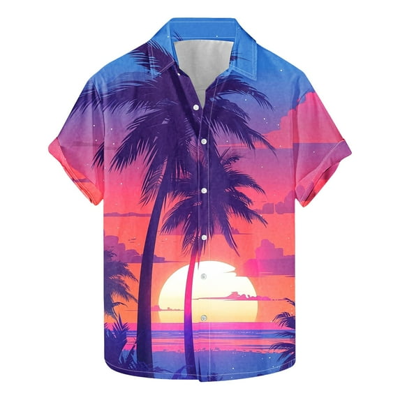 USNSM Mens Big and Tall Hawaiian Shirts Regular Fit Short Sleeve Button Down Shirt Summer Outdoor Casual Holiday Beach Printed Shirts Multicolor XL