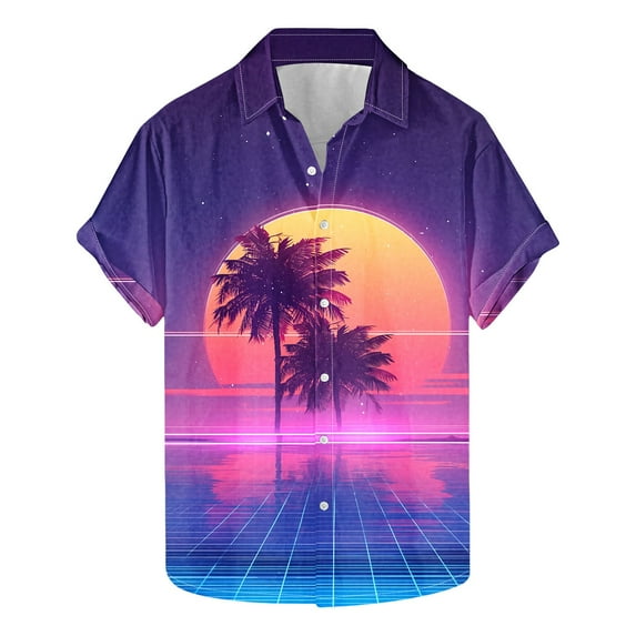 USNSM Mens Big and Tall Hawaiian Shirts Regular Fit Short Sleeve Button Down Shirt Summer Outdoor Casual Holiday Beach Printed Shirts Multicolor XXXL