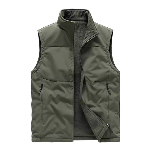 USNSM Mens Big and Tall Lightweight Vest Outdoor Warm Fleece Vest Utility Sleeveless Jackets Hiking Travel Photo Vest Green XXXXXL