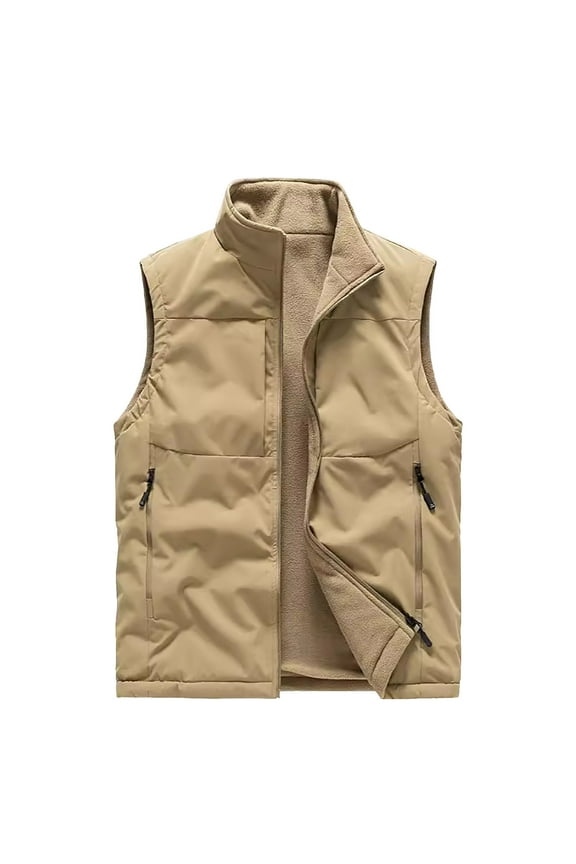 Mens Big and Tall Lightweight Vest Outdoor Warm Fleece Vest Utility Sleeveless Jackets Hiking Travel Photo Vest Yellow XXL