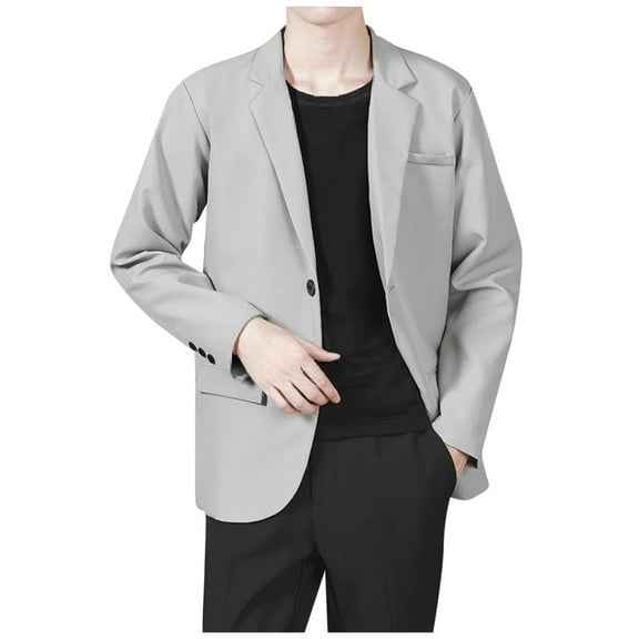 USNSM Mens Blazer Solid Color Suit Sport Coat Lightweight Business Casual Blazers Two Buttons Travel Spring Summer Jackets Gray XL
