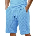 thumbnail image 1 of USNSM Mens Casual 7" Shorts Summer Solid Color Jacquard Drawstring Elastic Waist Beach Sweat Shorts Texture with Pockets Blue XXXL, 1 of 6