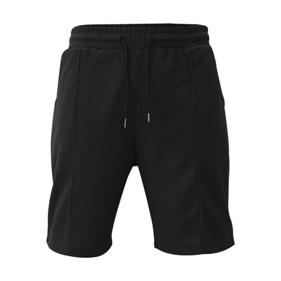 USNSM Mens Casual 9 Inch Shorts Summer Beach Linen Shorts Lightweight Drawstring Elastic Waist Solid Color Shorts with Pockets Black XXXL