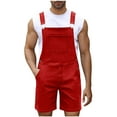 thumbnail image 1 of USNSM Mens Casual Bib Overall Shorts Lightweight Cotton Loose Fit Denim Jumpersuit Walkshort Pockets Rompers Red XXXL, 1 of 7