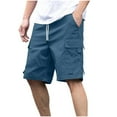 thumbnail image 1 of USNSM Mens Casual Cargo Shorts Classic Fit Cotton Drawstring Stretch Summer Beach Shorts Twill Chino Short with Multi Pockets Blue XXL, 1 of 7