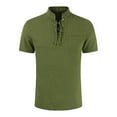 thumbnail image 1 of USNSM Mens Casual Henley Shirts Cotton Lace Up Short Sleeve Summer Beach Hippie V Neck Top Vintage Shirt Green XXL, 1 of 2