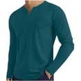 thumbnail image 1 of USNSM Mens Casual Long Sleeve Shirts Comfortable V Neck Solid Color Classic Tops Dressy Lightweight Breathable Shirt Clothes Blue M, 1 of 6