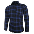 thumbnail image 1 of USNSM Mens Casual Long Sleeve Slim Fit Brushed Plaid Flannel Shirts Button Down Regular Fit Business Checkered Dress Shirts Blue XL, 1 of 4
