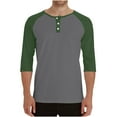 thumbnail image 1 of USNSM Mens Casual Slim Fit T-Shirts Henley Shirts Raglan 3/4 Sleeve Jersey Lightweight Breathable Round Neck T Shirts Green XL, 1 of 7