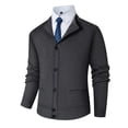 thumbnail image 1 of USNSM Mens Casual Solid Color Button Thickened Square Pattern Long Sleeve Sweater Jacket Shawl Collar Blouse Shirt Cardigan Gray XXL, 1 of 2