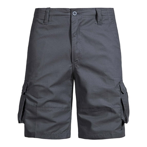 USNSM Mens Casual Solid Color Cargo Cotton Shorts Button Waist Athletic Workout Gym Jogger Shorts with Pockets Gray 30