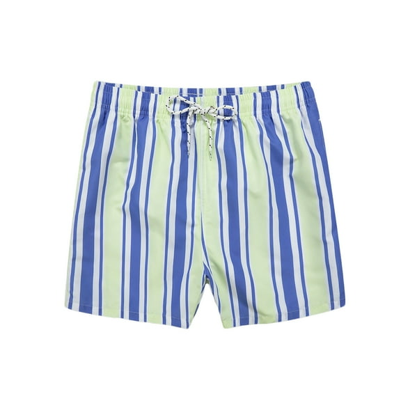 USNSM Mens Casual Striped Print Shorts Slim Fit Drawstring Shorts Cotton Soft Comfy Twill Flat Front Dress Shorts with Pockets Summer Short Green M