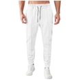 thumbnail image 1 of USNSM Mens Casual Sweat Pants Pleated Drawstring Elastic Waist Solid Color Straight Leg Joggers Sweatpants with Pockets White XL, 1 of 6