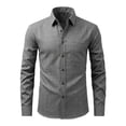 thumbnail image 1 of USNSM Mens Classic Fit Linen Shirts Turndown Collar Long Sleeve Button Down Business Casual Shirts with Pockets Gray XXXL, 1 of 5