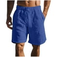 thumbnail image 1 of USNSM Mens Cotton Linen Shorts Casual Drawstring 7inch Inseam Shorts Stretch Summer Quick Dry Lightweight Outdoor Beach Wear Dark Blue M, 1 of 6