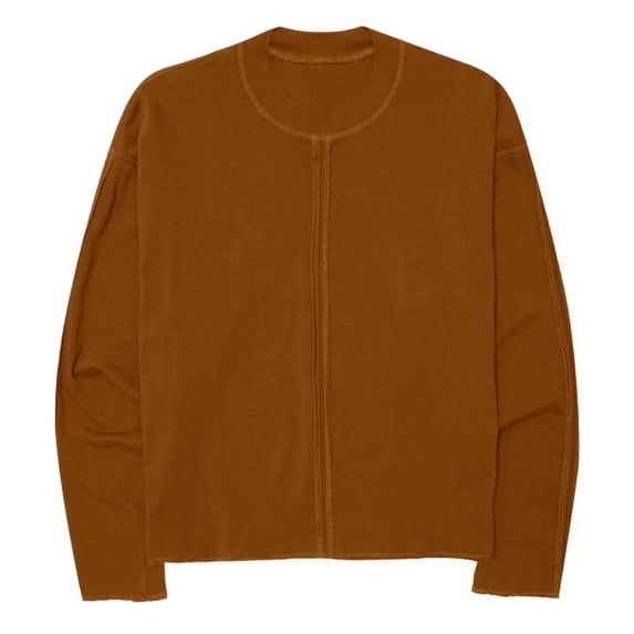 USNSM Mens Crewneck Sweatshirt Solid Color Casual Loose Long Sleeve Lightweight Fashion Basic Pullover Sweatshirt Yellow XXL