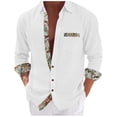 thumbnail image 1 of USNSM Mens Dress Shirts Long Sleeve Button Down Casual Shirts for Men Inner Contrast Formal Business Work Shirt White XL, 1 of 6