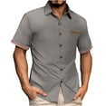 thumbnail image 1 of USNSM Mens Dress Shirts Short Sleeve Regular Fit Casual Button Down Shirt Inner Contrast Business Formal Pocket Shirt Gray XXL, 1 of 6