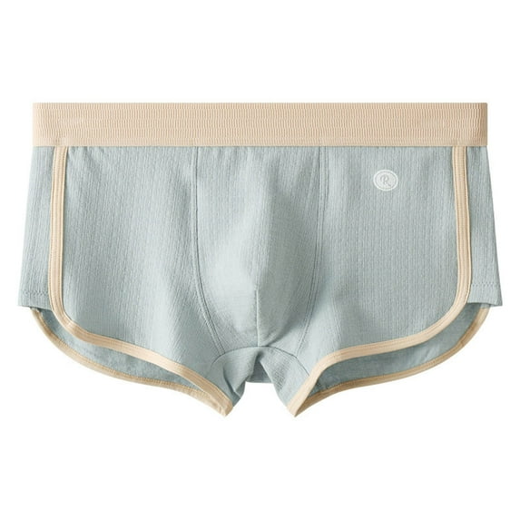USNSM Mens Fashion Solid Color Low Rise Boxer Brief Soft Breathable Comfortable Underwear Blue XXL