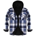 thumbnail image 1 of USNSM Mens Flannel Plaid Fleece Lined Hooded Shirt Jacket Casual Long Sleeve Button Down Coat Warm Outwear with Pockets Blue M, 1 of 4