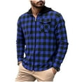 thumbnail image 1 of USNSM Mens Flannel Shirts Long Sleeve Casual Full Zipper Button Pocket Plaid Shirt Tops Cotton Business Work Shirts Blue XL, 1 of 4