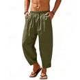 thumbnail image 1 of USNSM Mens Harem Pants Casual Elastic Waist Drawstring Cotton Cropped Linen Pants Baggy Hippie Boho Beach Yoga Trousers Green XL, 1 of 8