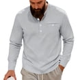 thumbnail image 1 of USNSM Mens Henley Long Sleeve Shirts Cotton Pocket Button T Shirts Casual Lightweight Plain Tops Fall Basic Tee Gray M, 1 of 8