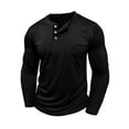 thumbnail image 1 of USNSM Mens Henley Shirts Long Sleeve with Pocket Fall Cotton Casual T-Shirts Plain Moisture Wicking Tee with 3 Button Black S, 1 of 7